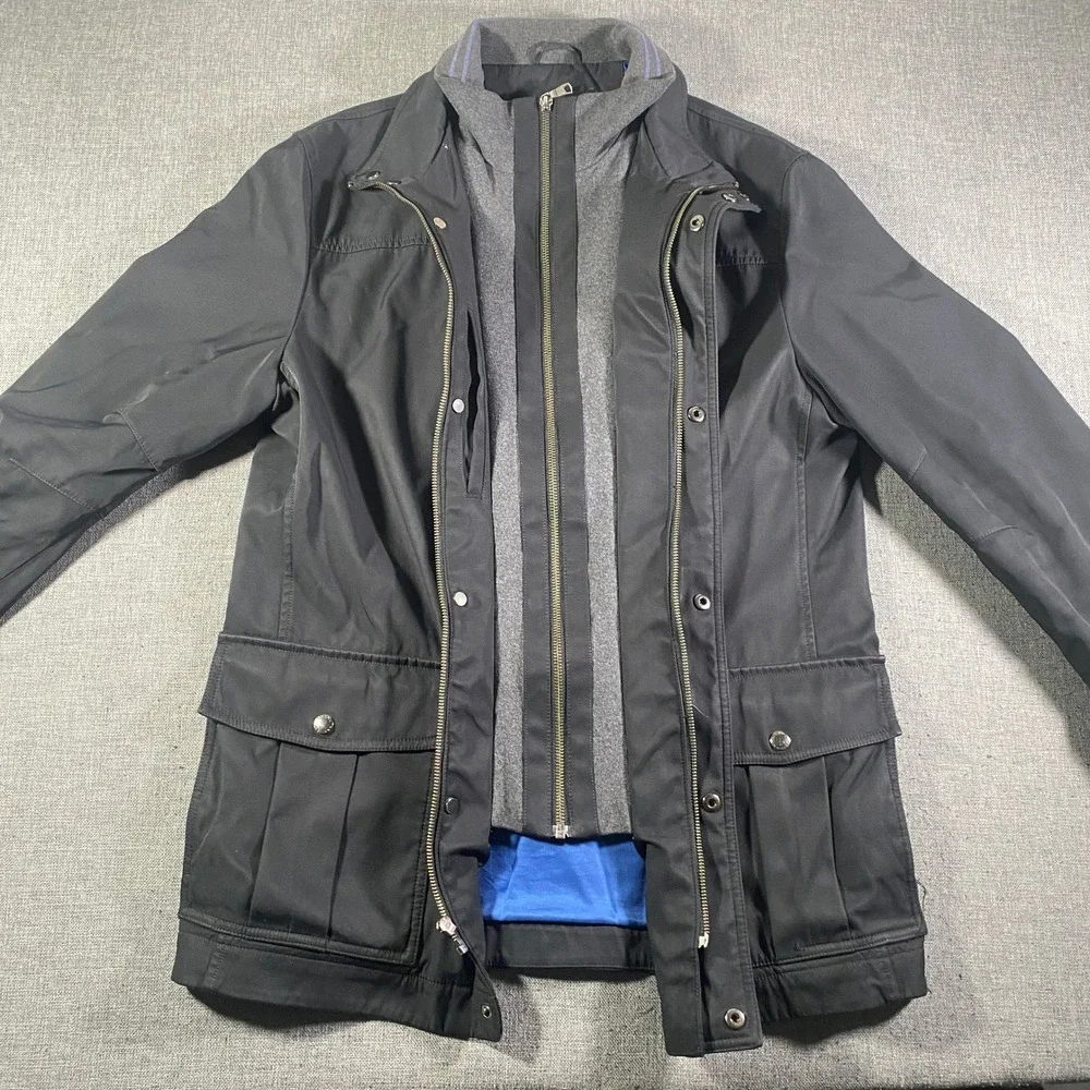 Banana Republic Men's Mac Jacket Black Utility‎ Medium 3-Layer Water Resistant